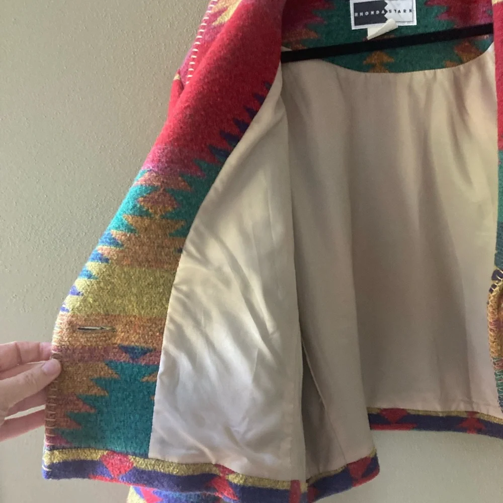 Vintage RHONDA STARK - Southwest Wool Blend Jacket Coat - Large - Picture 7 of 11